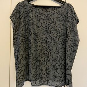Eileen Fisher short sleeve silk batik top
